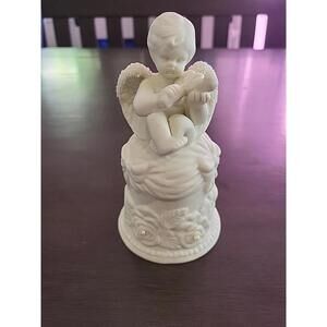 Porcelain Cherub Bell 5 1/4" Angel Playing Violin